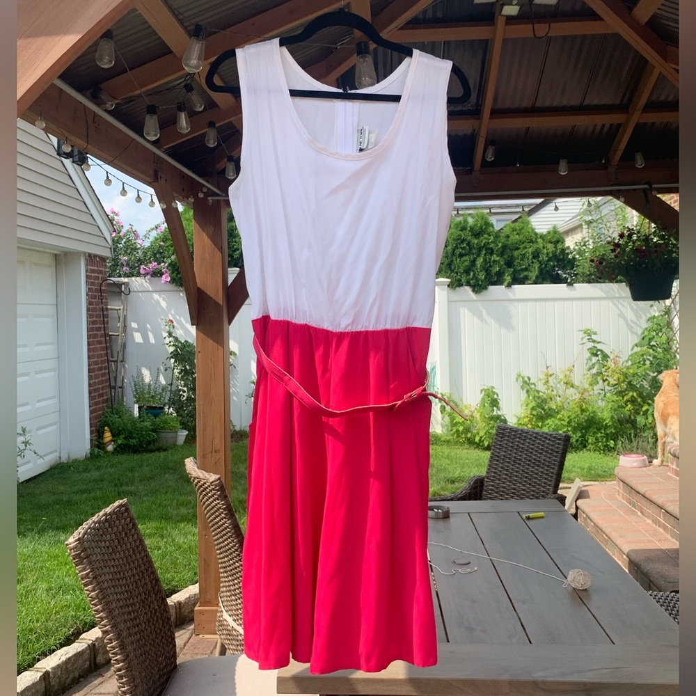 Around Town vintage white and pink romper with belt